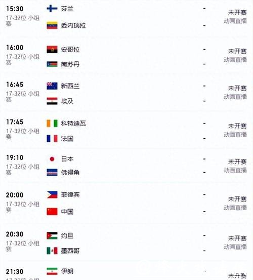 2023世界杯详细比赛日程安排表